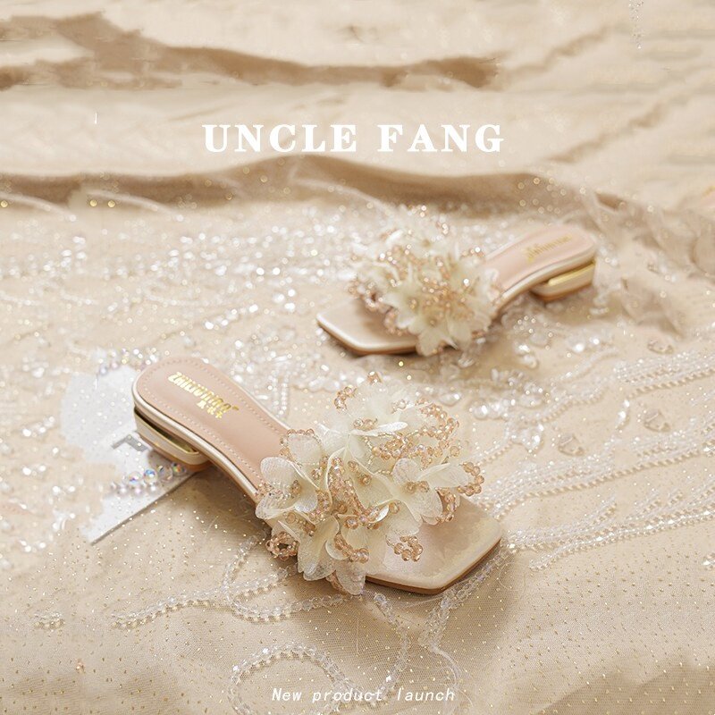 Ocnltiy｜梦幻结界~绝美凉拖女2025夏季外穿时尚高级感休闲一字拖