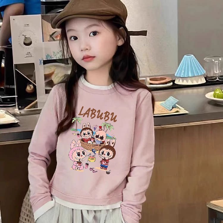品牌清仓特价撤柜清仓纯棉女童假两件打底衫春秋童装长袖T恤上衣