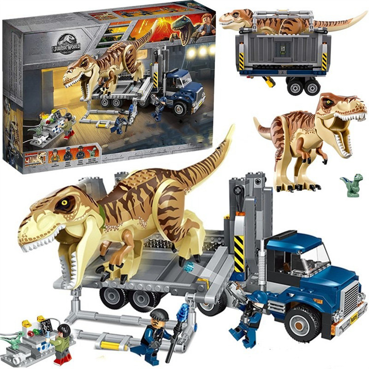 适用乐高侏罗纪恐龙世界3玩具霸王龙运输车75933儿童拼装积木礼物