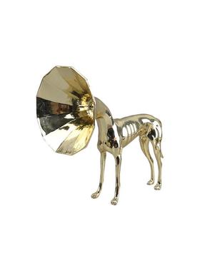 北欧创意个性小众动物金色喇叭狗雕塑摆件客厅玄关酒店家居装饰品