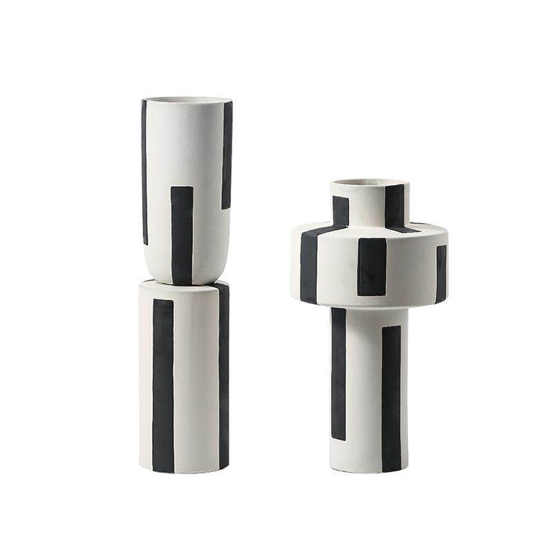 意式极简风手绘线条竖纹陶瓷花瓶样板间别墅客厅插花艺术花器摆件,橡塑材料及制品,工业陶瓷,淘宝优惠券,粉丝福利购,淘宝优惠卷