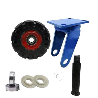 超重型载重脚轮6810121416寸工业铁芯橡胶轮拖车推车静音轱辘