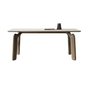 法式复古实木德利丰岩板餐桌极简小户型长方形饭桌大象腿纯白桌子