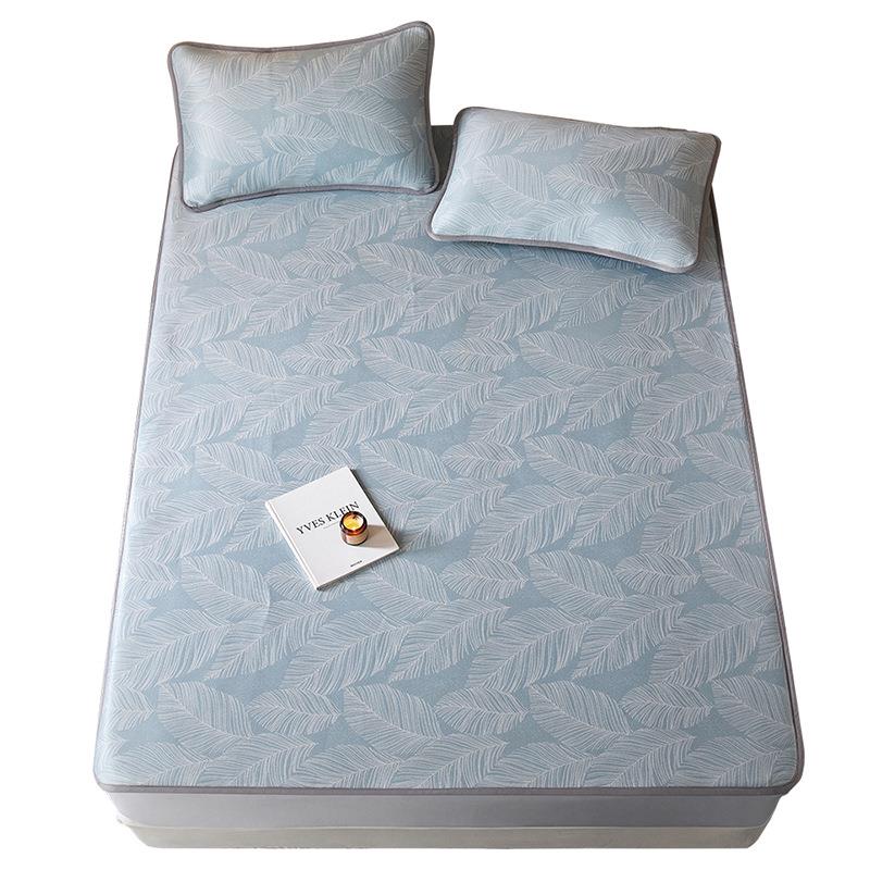 凉感可水洗冰丝凉睡席三套轻17D19奢风提花可机件洗裸调席床笠空