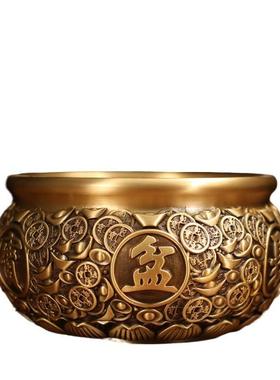 黄铜聚宝盆家居工艺品米缸存钱罐客厅桌面摆件办公室办公室客厅