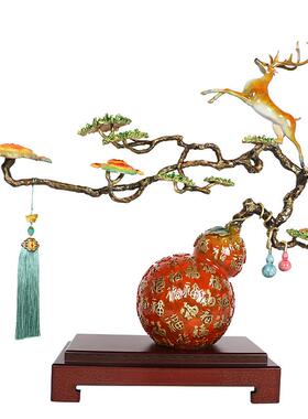 铜鹿摆件祥云麋鹿客厅玄关办公室创意家居装饰品开业乔迁工艺礼品