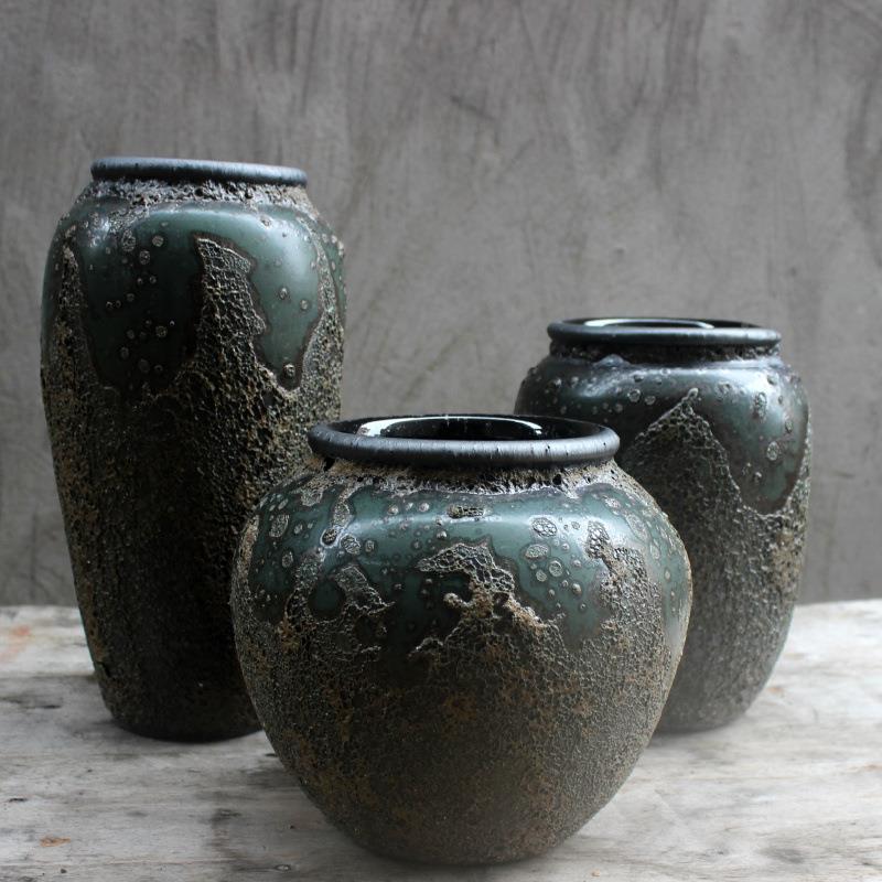 粗复台CON面陶花景德镇工业风花插器土陶罐古创意陶瓷瓶客厅装饰