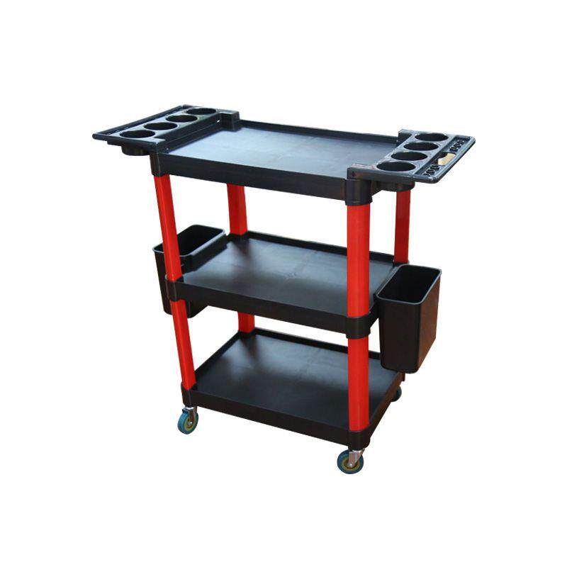 厂货源洗车店美容工具车多功能塑料三层移动收纳小手推车餐车