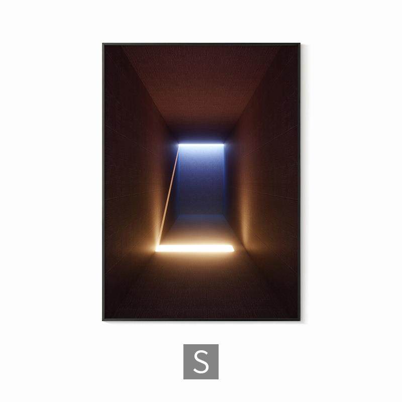 视觉错觉灯关玄关装饰画建筑延伸空间过道挂画简约走廊竖版壁画
