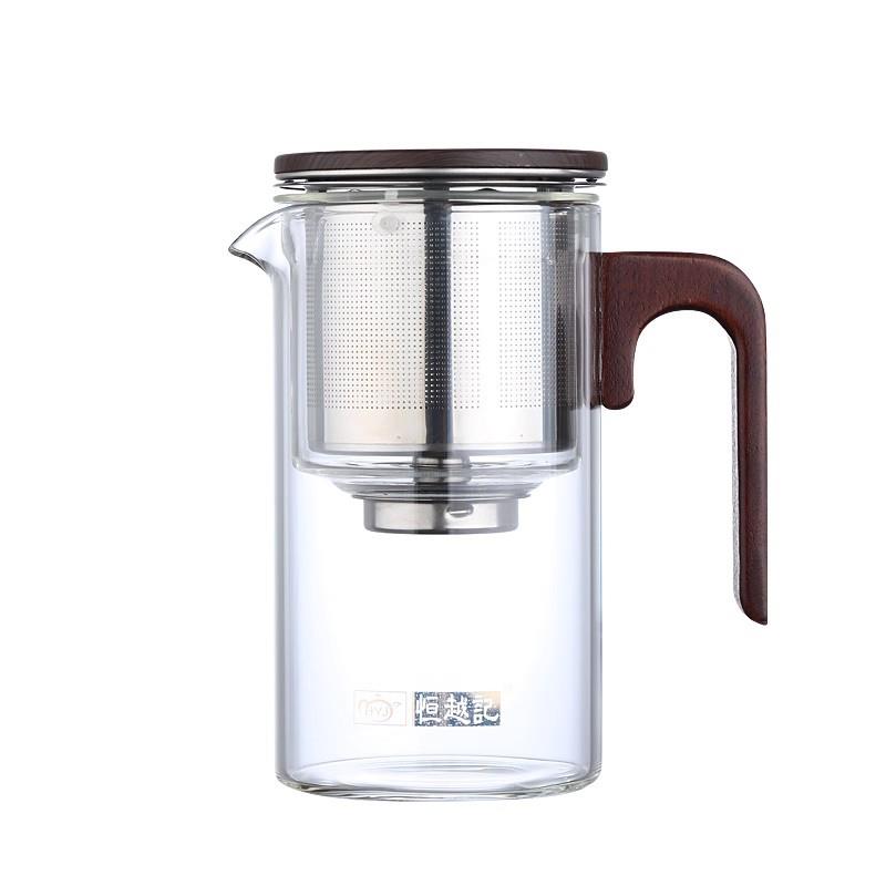恒越记无杆飘逸杯一键按压式茶水分离泡茶杯家用耐热玻璃茶具茶壶