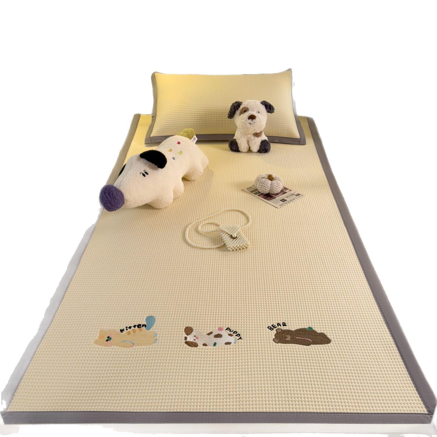 华夫格学生舍单XL-华夫人冰豆凉席豆三宿空件套床单夏天冰丝席调