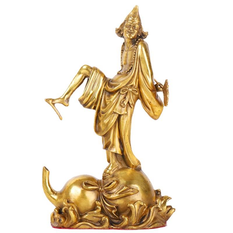 铜济公摆件降龙罗汉佛像济癫站葫芦笑佛葫芦济公