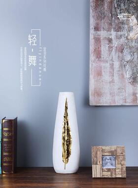 轻奢现代金羽毛摆件花插酒店会所客厅家居软装饰品树脂工艺品