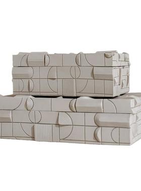 创意桌面收纳盒摆件家居高级感树脂植绒首饰盒客厅家用装饰工艺品