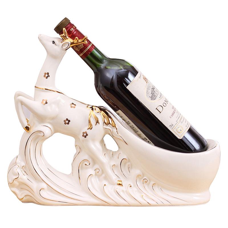 欧式创意鹿红酒架葡萄酒架子客厅酒柜摆件孔雀家居饰品