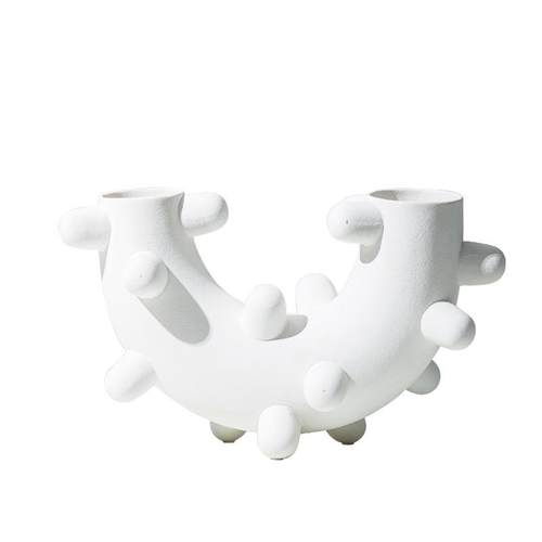 简约磨砂黑白陶瓷花瓶摆件售楼处插花器样板房软装餐桌玄关装饰品