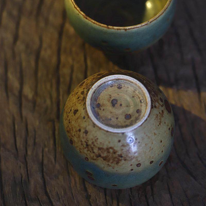 景德镇手工粗陶窑变绿色孔雀翎圆融杯主人杯仿柴烧功夫小茶碗,餐饮具,盖碗,淘宝优惠券,粉丝福利购,淘宝优惠卷