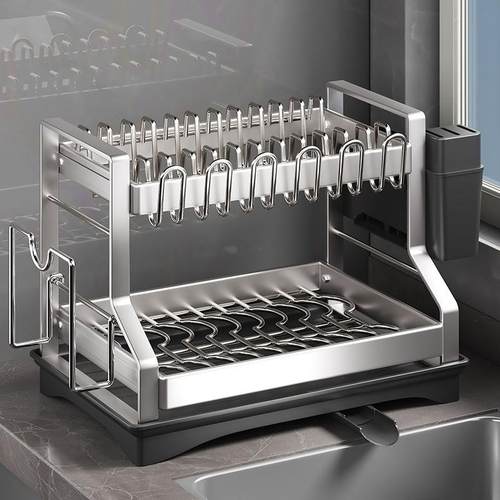 304不锈钢厨房置物架碗碟碗盘沥水架多功能放碗架碗筷收纳盒碗架
