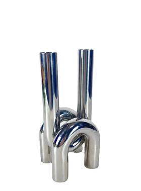 现代简约银色电镀不锈钢试管花插样板间售楼处客厅茶几玄关装饰品