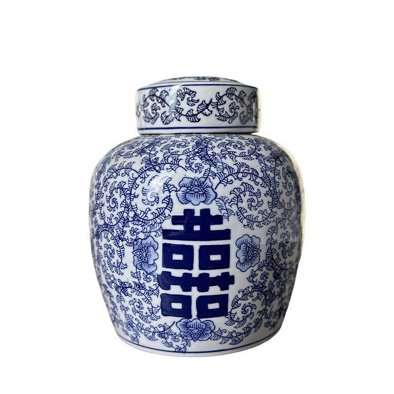 新款喜字陶瓷储物罐摆件创意家居装饰电视柜花瓶摆件青花陶瓷花瓶,橡塑材料及制品,工业陶瓷,淘宝优惠券,粉丝福利购,淘宝优惠卷