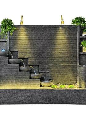 欧式创意屏风摆件水幕墙客厅玄关别墅瀑布树脂水景招财装饰工艺品