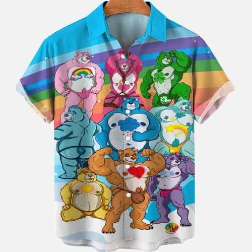 3D printed anime short sleeved shirt  3D数码印花动漫短袖衬衫