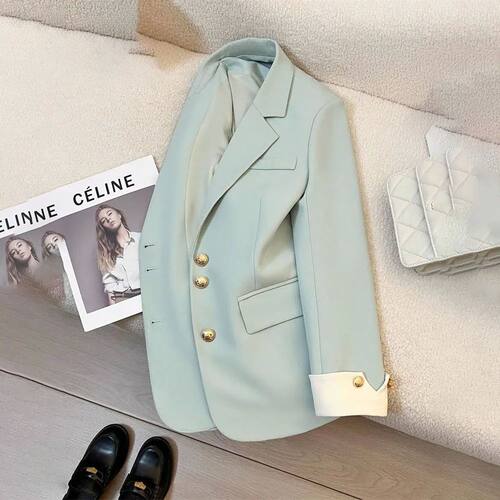 Long sleeved solid color suit jacket women长袖纯色西装外套女
