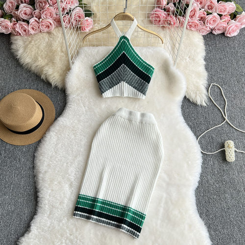Two piece set of camisole high waisted skirt上衣半身裙两件套