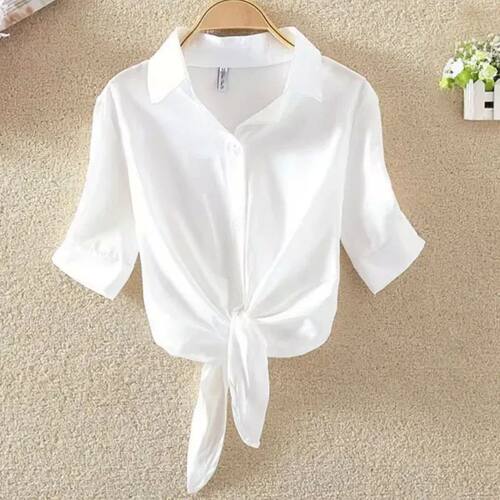 Collar striped shirt cardigan top women 翻领条纹衬衫开衫上衣