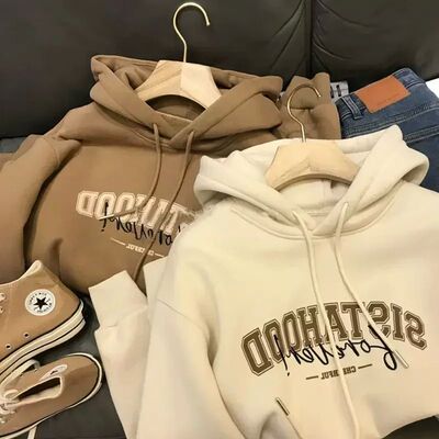 Hoodie with fleece long sleeved sweatshi套头加绒长袖连帽卫衣