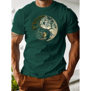 国风印花短袖上衣男 Chinese style printed short sleeved shirt