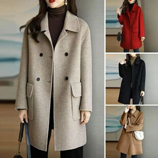 Long sleeved thick woolen coat jacket 长袖加厚呢子大衣外套女