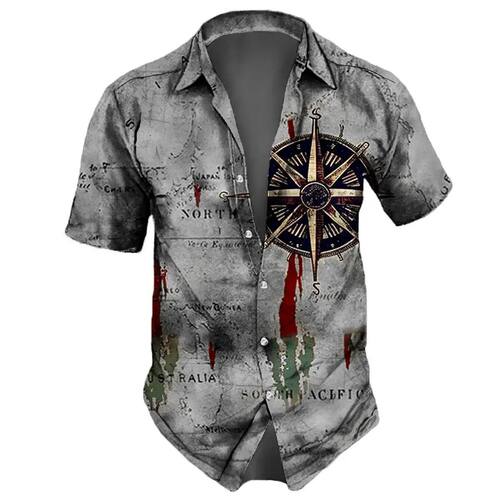 3D digital printed button down shirt top3D数码印花系扣衬衫男