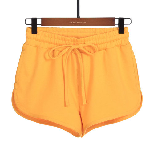 Solid color high waisted elastic shorts 纯色高腰松紧休闲短裤