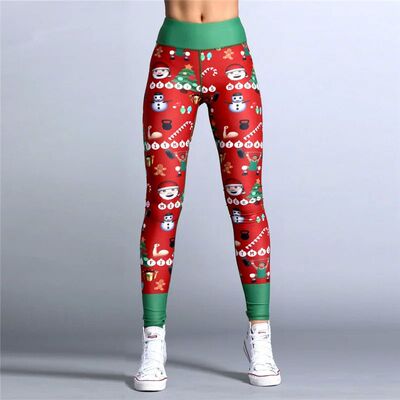 Christmas printed yoga pants leggings 圣诞印花瑜伽裤打底裤女