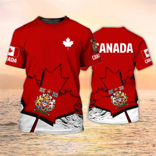 枫叶印花短袖上衣Maple Leaf Printed T-shirt Short Sleeve Top
