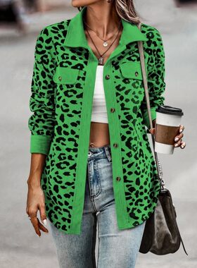 Leopard print long sleeved jacket jacket豹纹印花长袖夹克外套