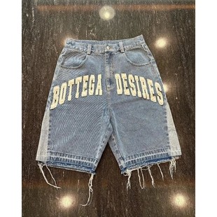 Retro letter loose denim shorts for men 复古字母宽松牛仔短裤
