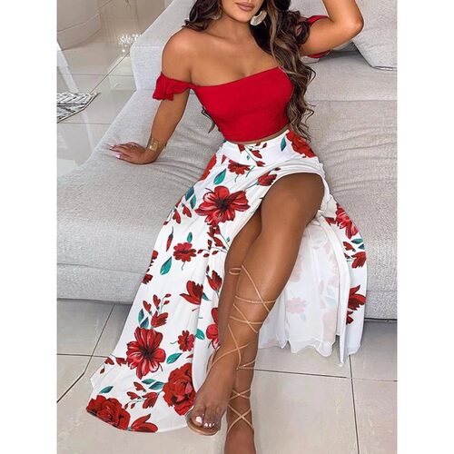 Retro straples dress two-piece set women复古抹胸连衣裙两件套