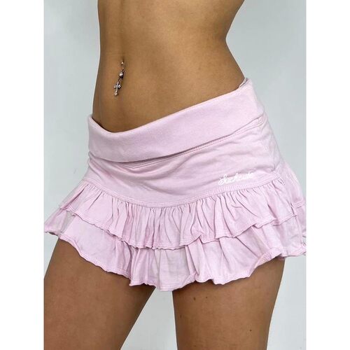 Solid color low waist pleated short skirt 纯色低腰百褶短裙女