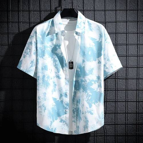 3D digital printed collar plus size shirt 3D印花翻领大码衬衫