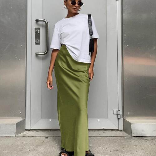 High elasticity fishtail long skirt forwomen纯色高弹鱼尾长裙