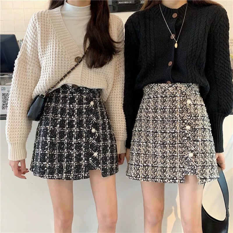 Single breasted A-line skirt with hip wrap 单排扣a字裙包臀裙