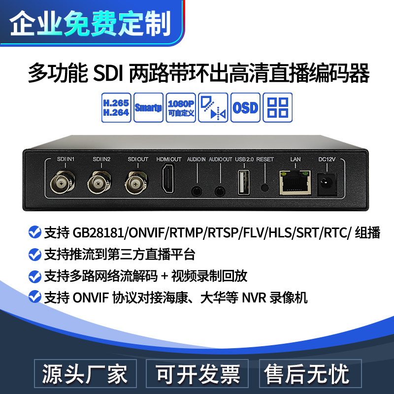 sdi高清编码器环出4K网络音视频解码器hdmi srt rtmp rtsp