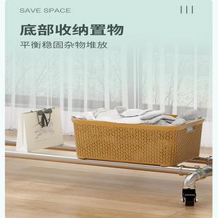 简易单杠卧室床头挂衣架家用宿舍衣帽架带轮架子 室内晾衣架落地式