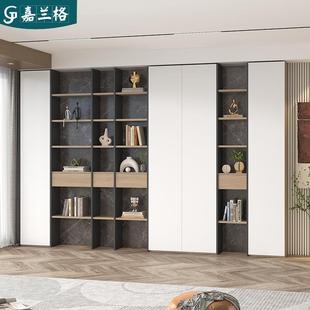定制客厅书柜一体整墙到顶家用书架背景墙收纳柜办公室置物架9F65