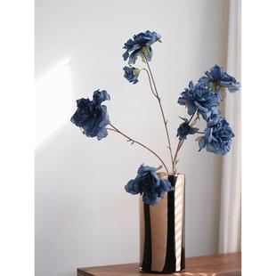 枯玫瑰花束摆件客厅摆设复古高枝ins风假花插花艺家居装 仿真花 饰