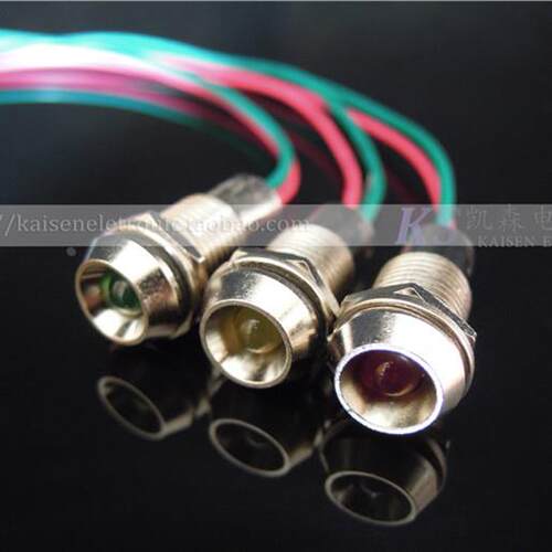 ADS10C 安装孔10MM金属5V12V24V高亮LED带线IP67防水指示信号灯CE