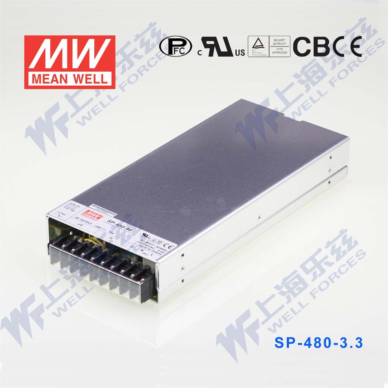 SP-480-3.3台湾明纬280W3.3V开关电源85A直流稳压PFC工控PLC