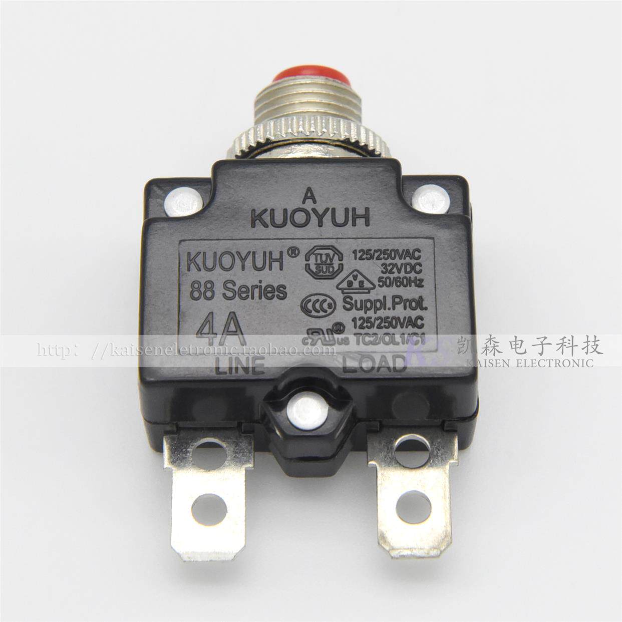 KUOYUH 88 Series 4A 金属螺杆断路器红色按钮过载保护器3-25Amp